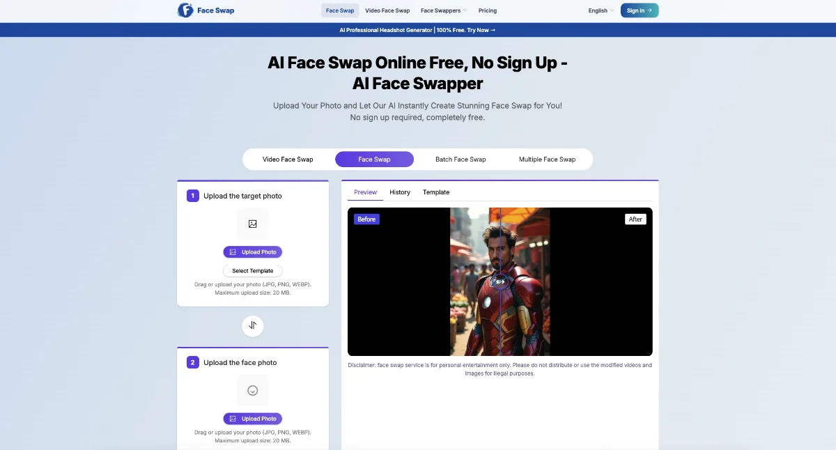 AI Face Swapper preview